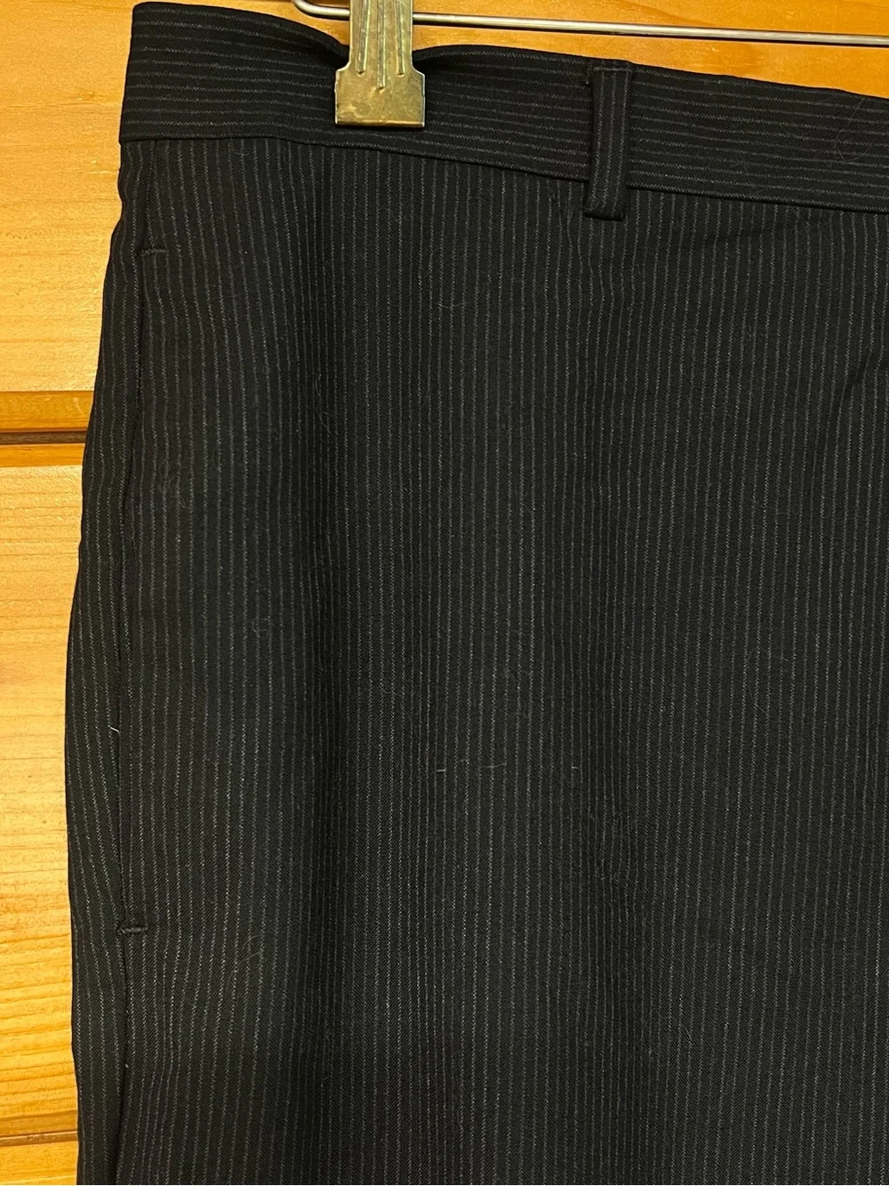 Banana Republic Pants Black Pinstripe Tailor Fit Flat Men Dress Wool 35 / 30